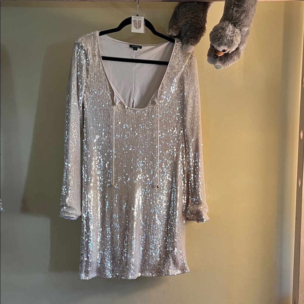 Wild Fable lined bell sleeve  Sequin Long Sleeve Dress
